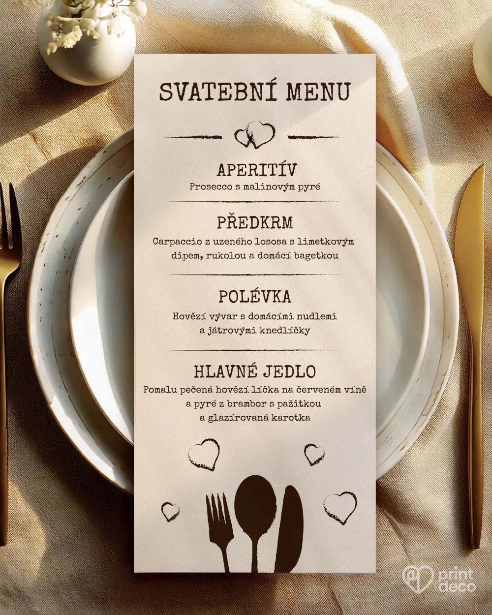 Svatební menu ve vintage stylu Vintage I. 1/2