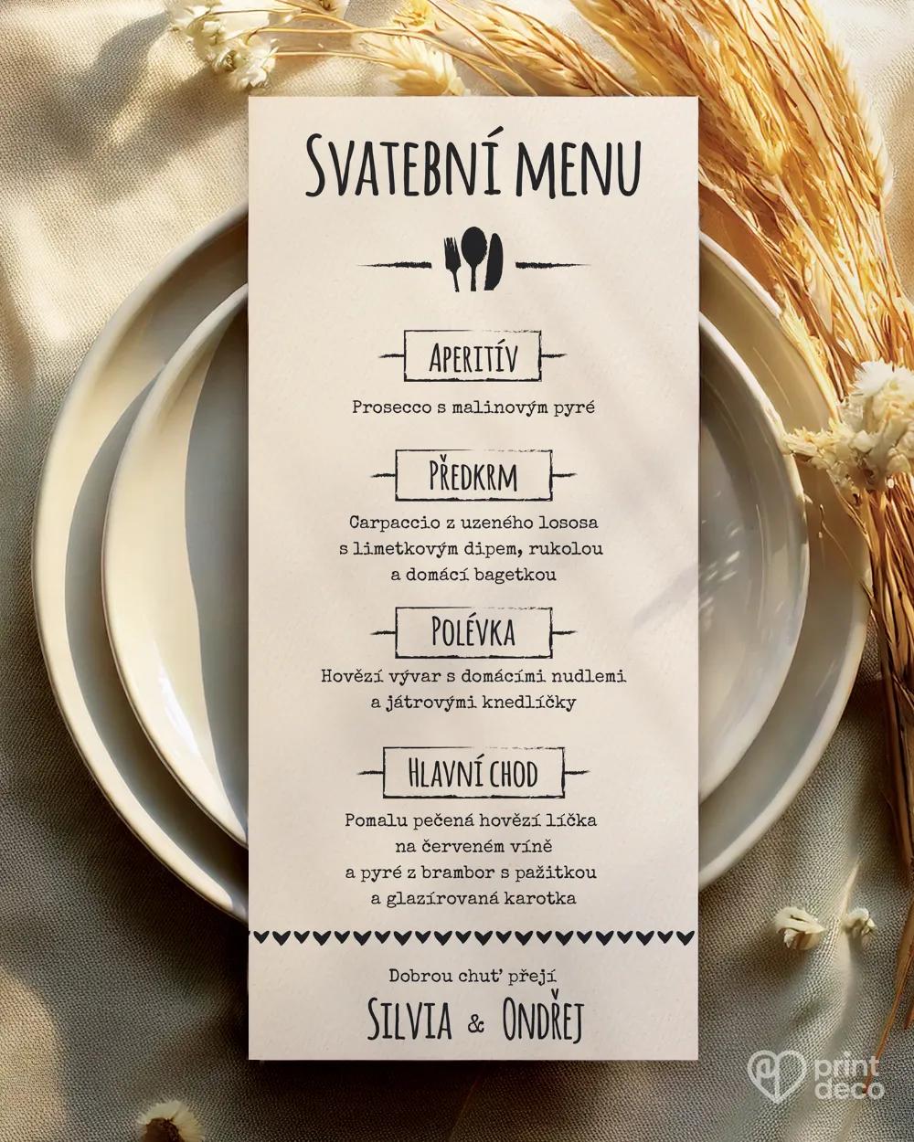 Svatební menu - Vintage II. 1/2