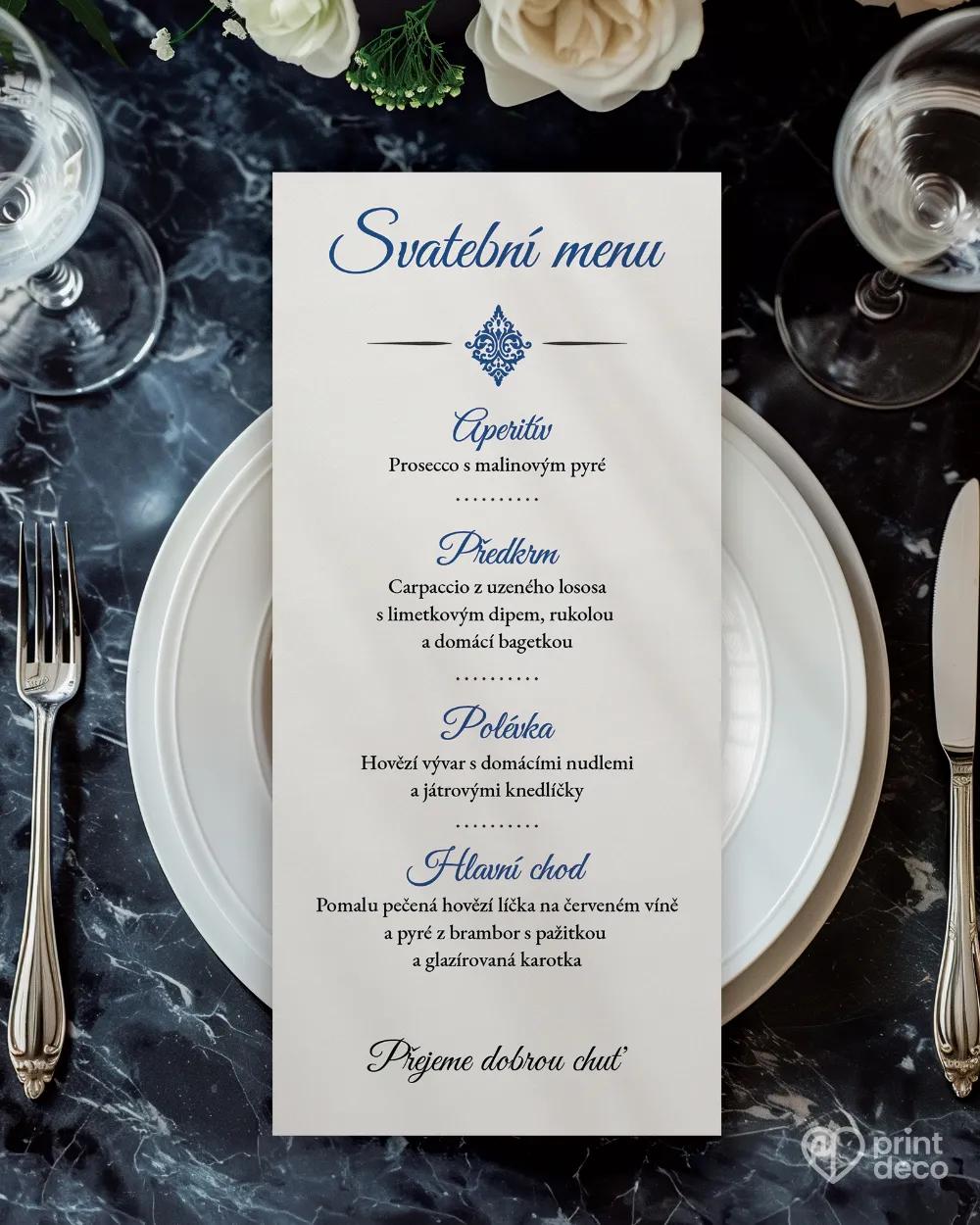 Svatební menu - Luxusní Royal s královským motivem 1/2