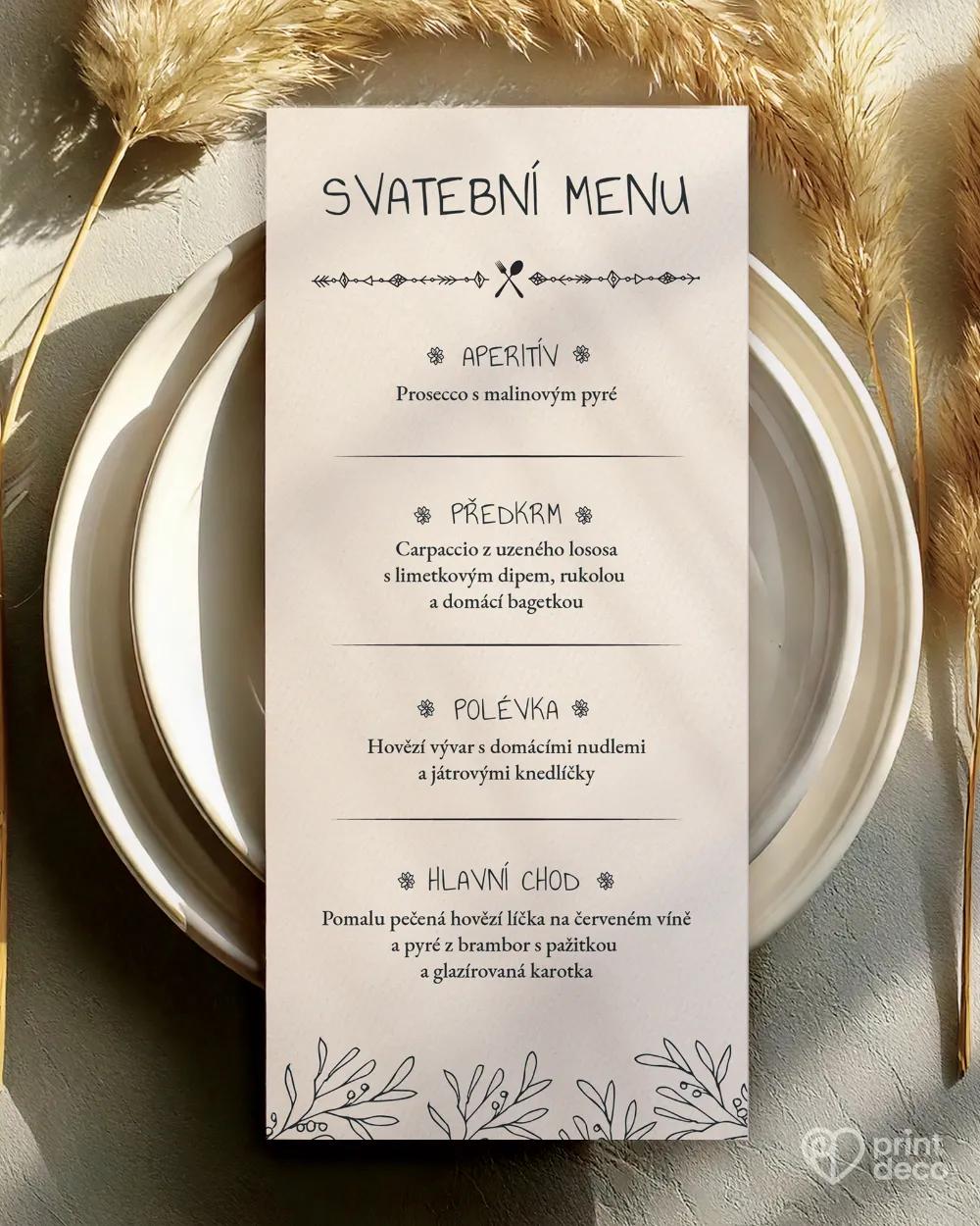Svatební menu - Vintage III. 1/2