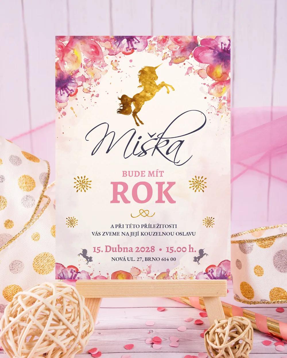 Pozvánka na dětskou oslavu – Jednorožec / Víla 4/5