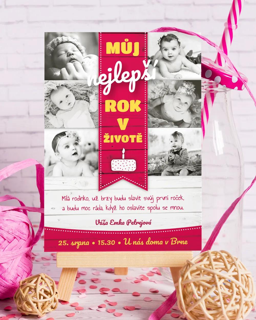 Pozvánka na dětskou oslavu – Nejlepší rok modrá / růžová 5/7