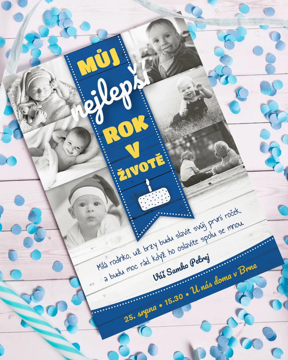 Pozvánka na dětskou oslavu – Nejlepší rok modrá / růžová 3/7