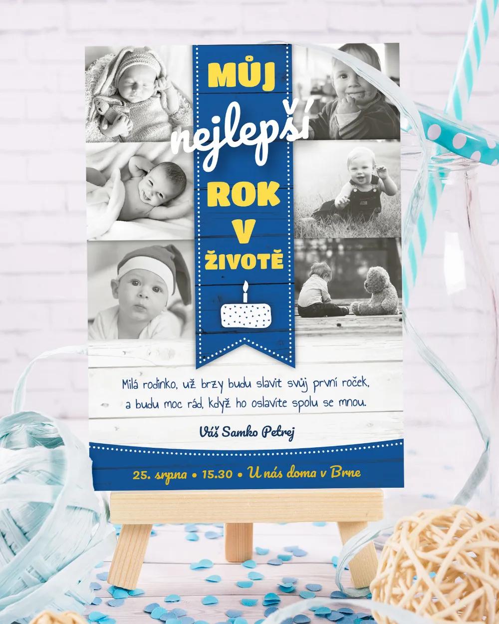 Pozvánka na dětskou oslavu – Nejlepší rok modrá / růžová 2/7