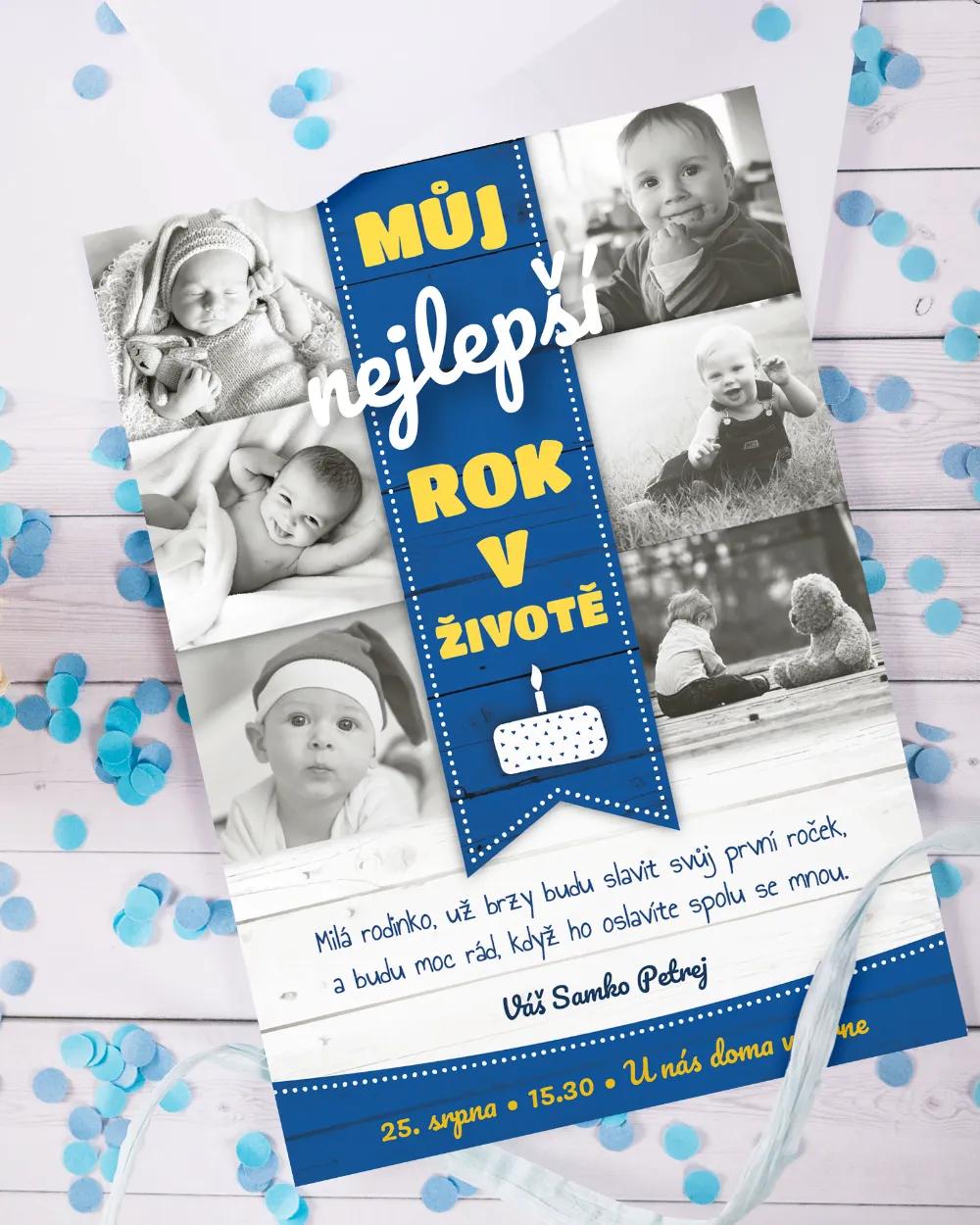 Pozvánka na dětskou oslavu – Nejlepší rok modrá / růžová 1/7