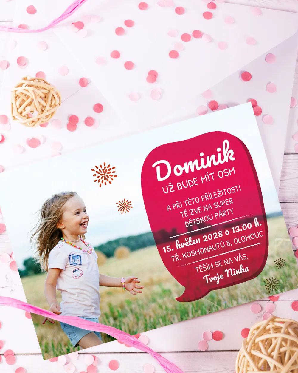 Pozvánka na dětskou oslavu – Modrá / Růžová s fotkou II 6/7