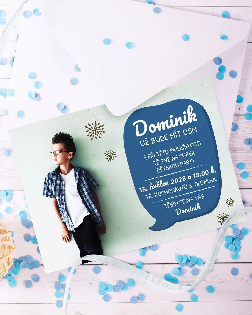 Pozvánka na dětskou oslavu – Modrá / Růžová s fotkou II 3/7