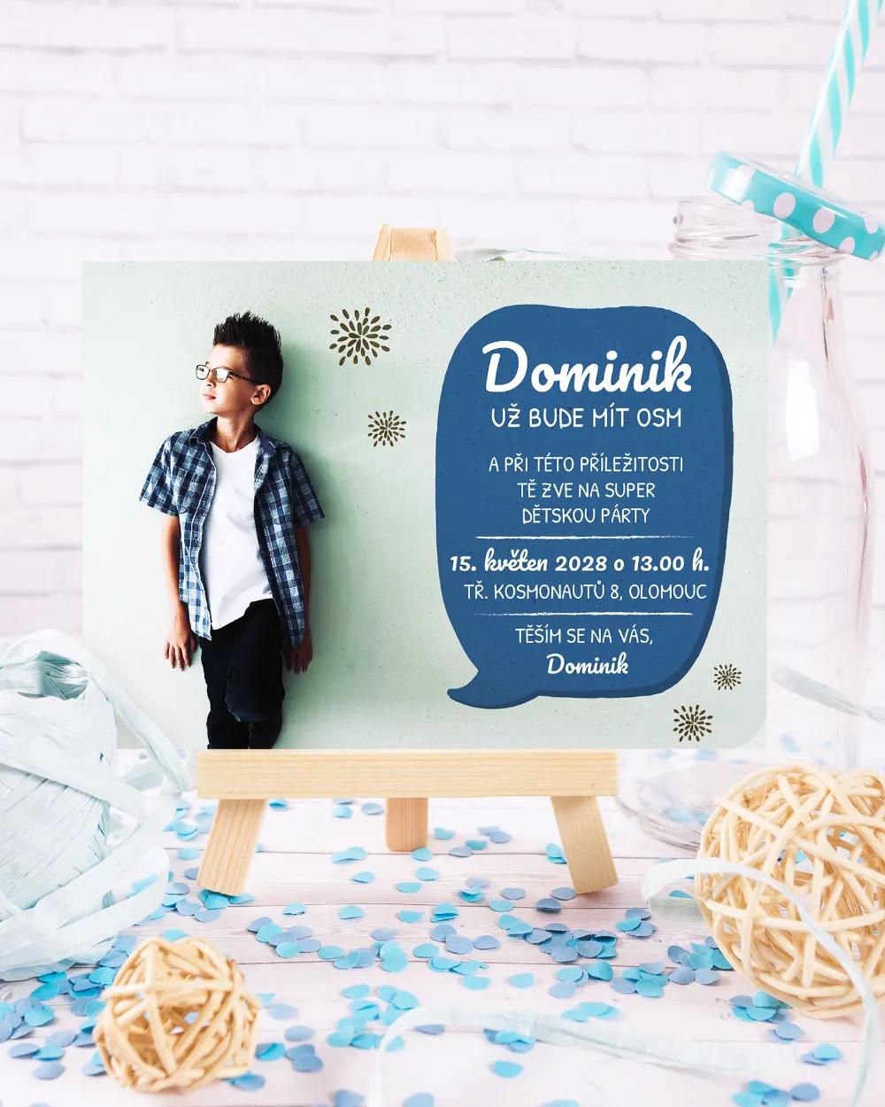 Pozvánka na dětskou oslavu – Modrá / Růžová s fotkou II 2/7