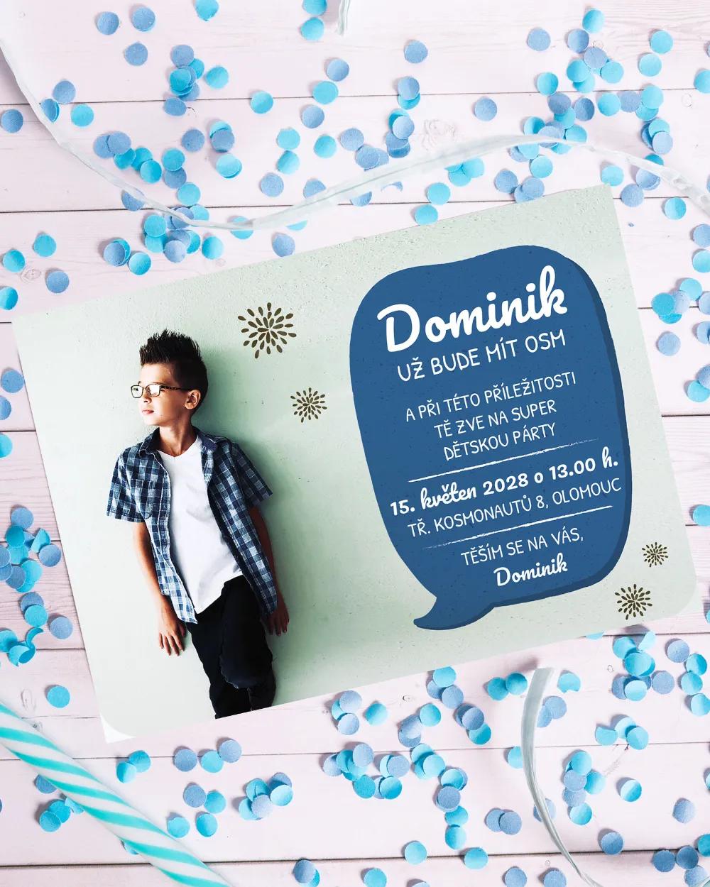 Pozvánka na dětskou oslavu – Modrá / Růžová s fotkou II 1/7