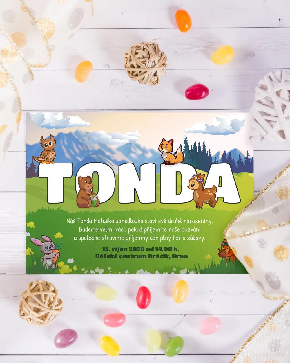 Pozvánka na dětskou oslavu – Lesní zvířátka 1/2