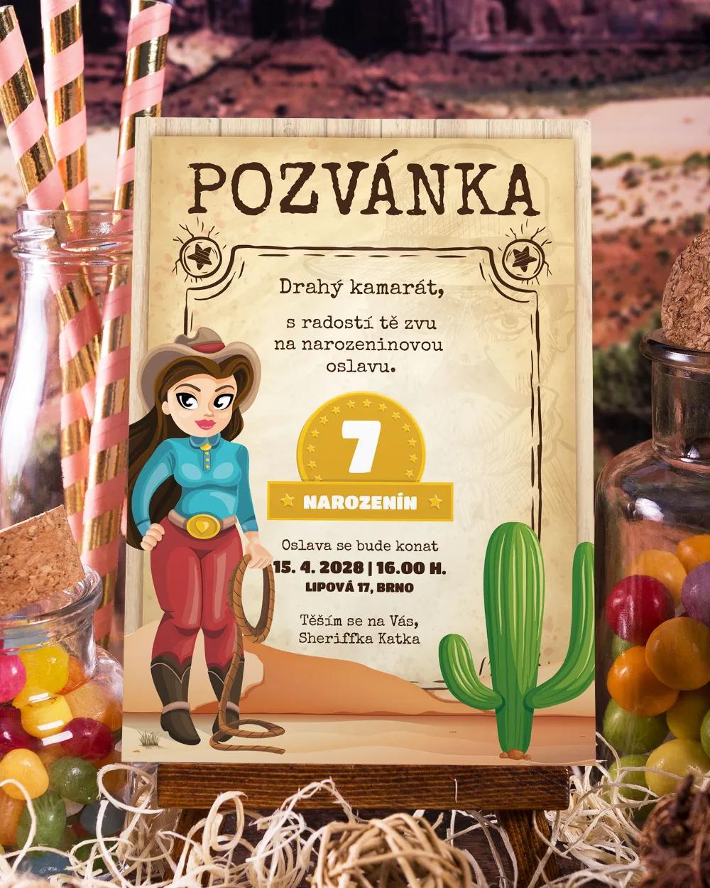 Pozvánka na dětskou oslavu – Western chlapec / dívka 4/5
