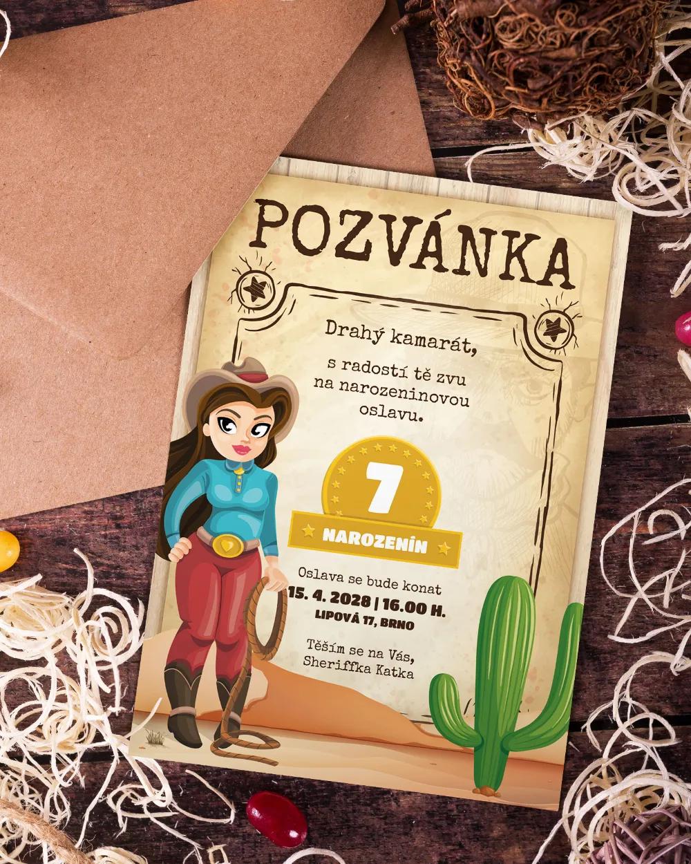 Pozvánka na dětskou oslavu – Western chlapec / dívka 3/5