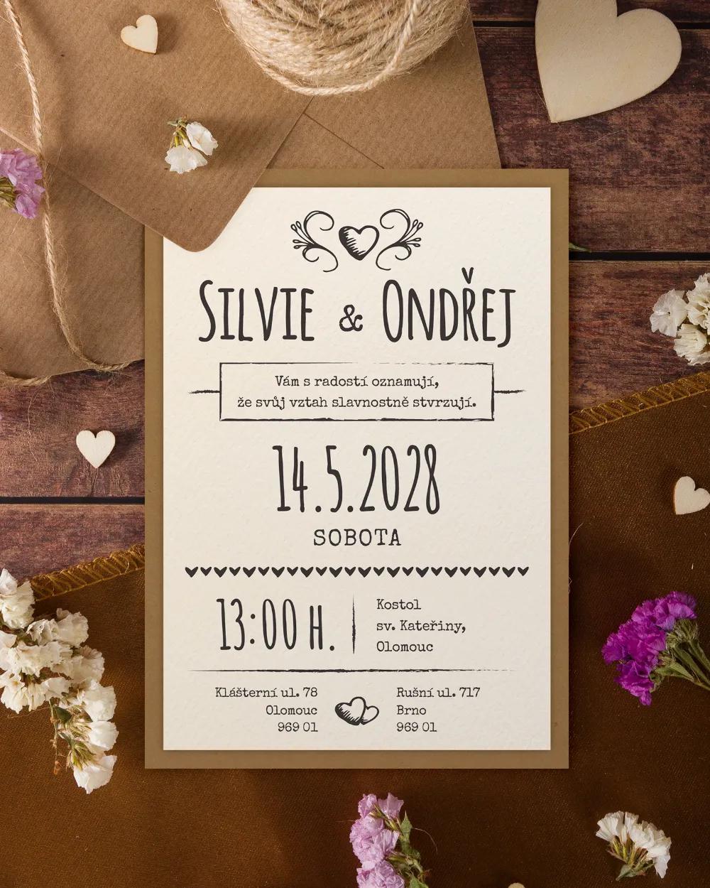 Jednoduché vintage svatební oznámení - Vintage II. 5/8