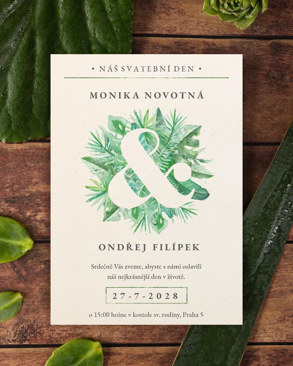 Svatební oznámení v Greenery motivu 5/6