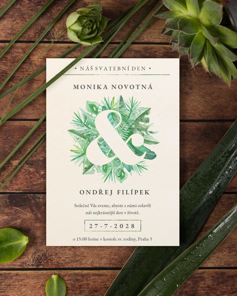 Svatební oznámení v Greenery motivu 4/6