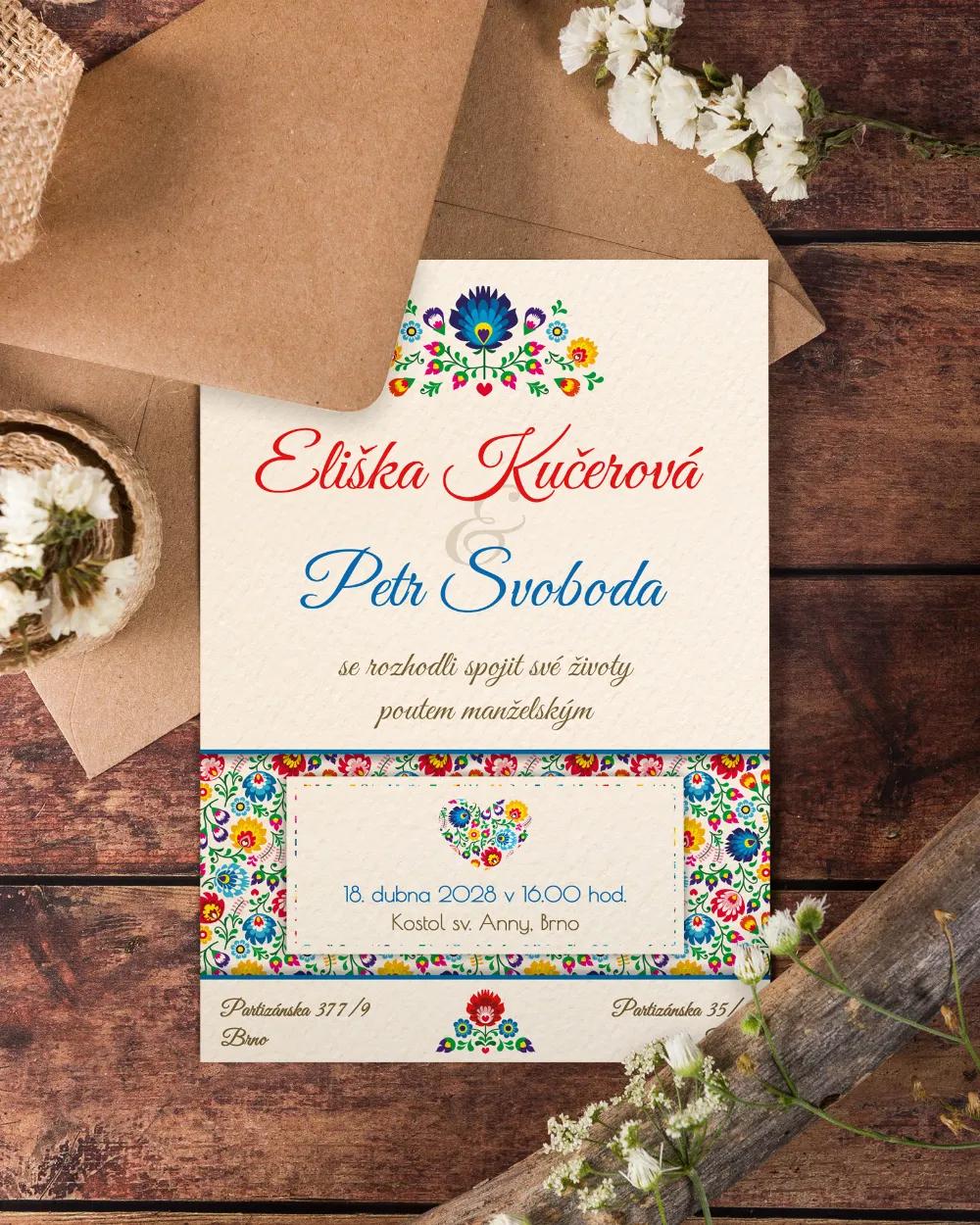 Svatební oznámení s lidovým motivem I. 3/4