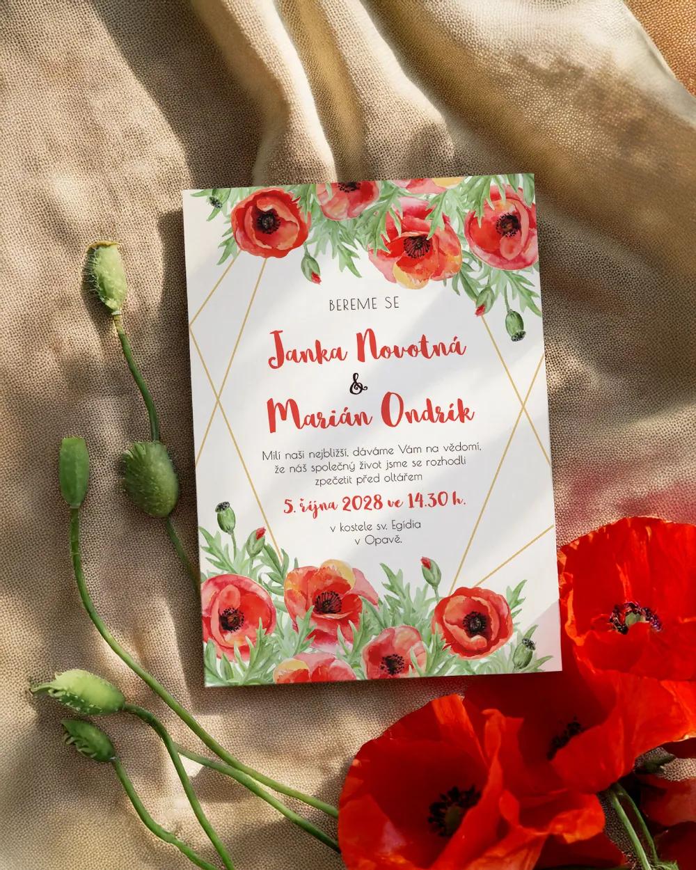 Svatební oznámení - Polní máky 1/2