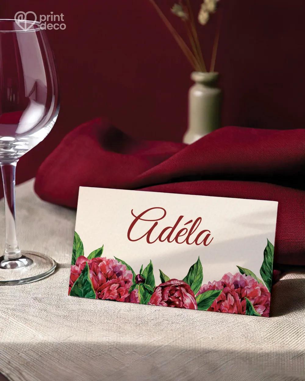 Svatební jmenovky s pestrými pivoňkami 1/2