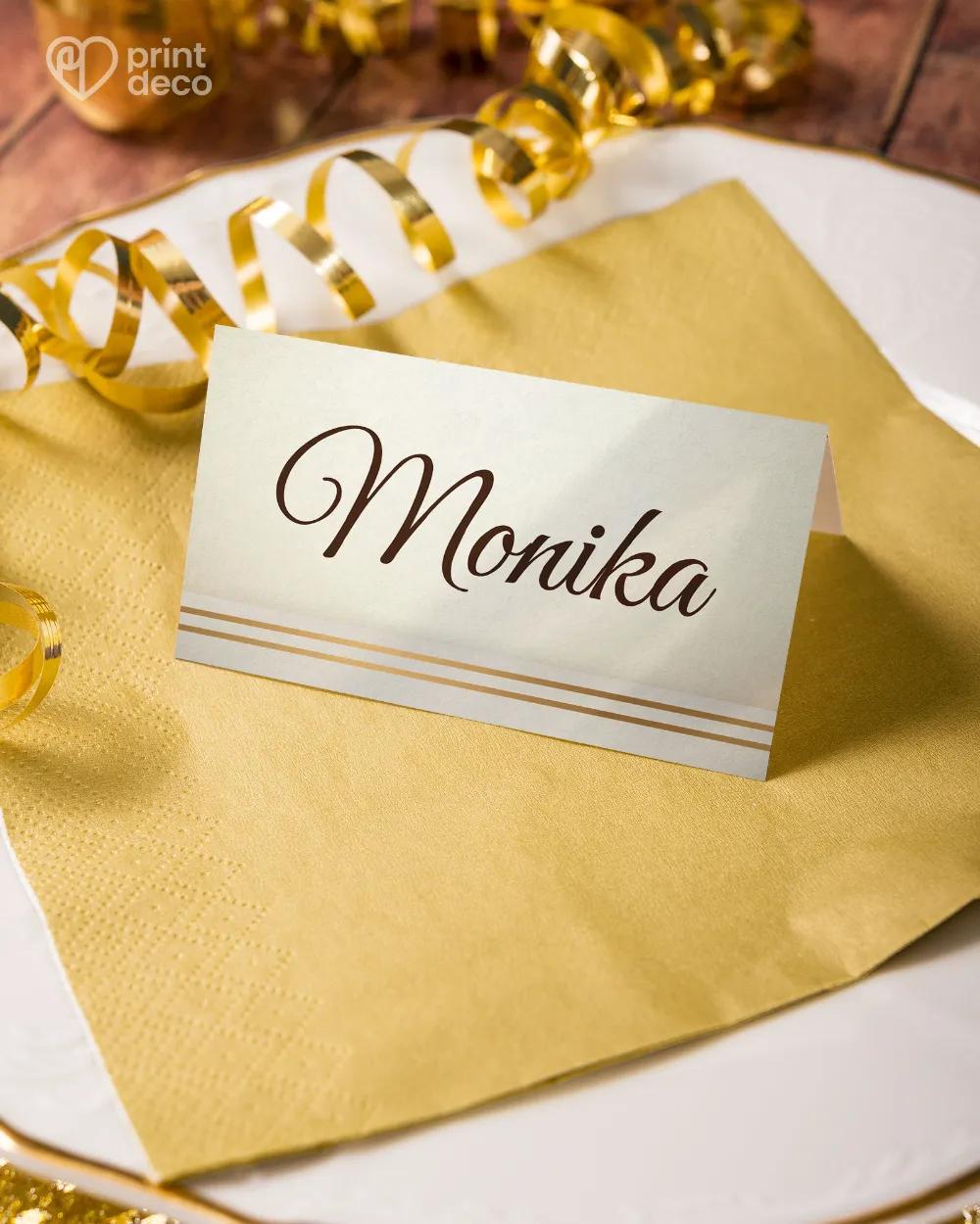 Jmenovky na oslavu Luxusní motiv se zlatou mašlí 2/5