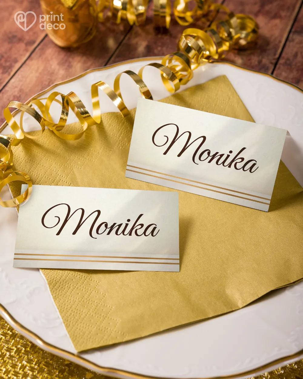 Jmenovky na oslavu Luxusní motiv se zlatou mašlí 1/5