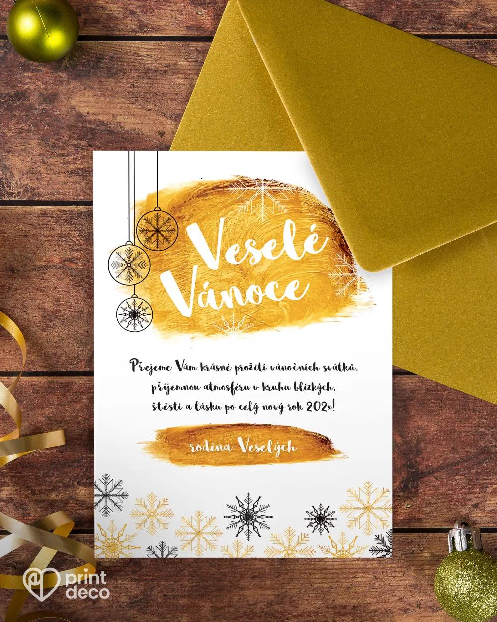 Vánoční pozdrav se zlatou malbou 1/4