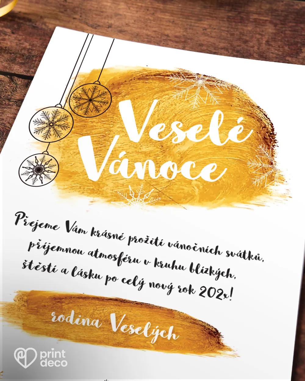 Vánoční pozdrav se zlatou malbou 2/4