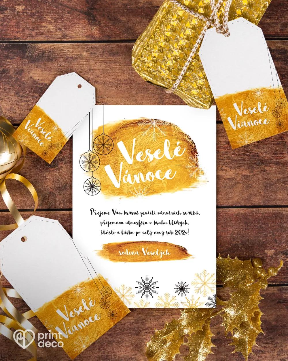 Vánoční pozdrav se zlatou malbou 3/4