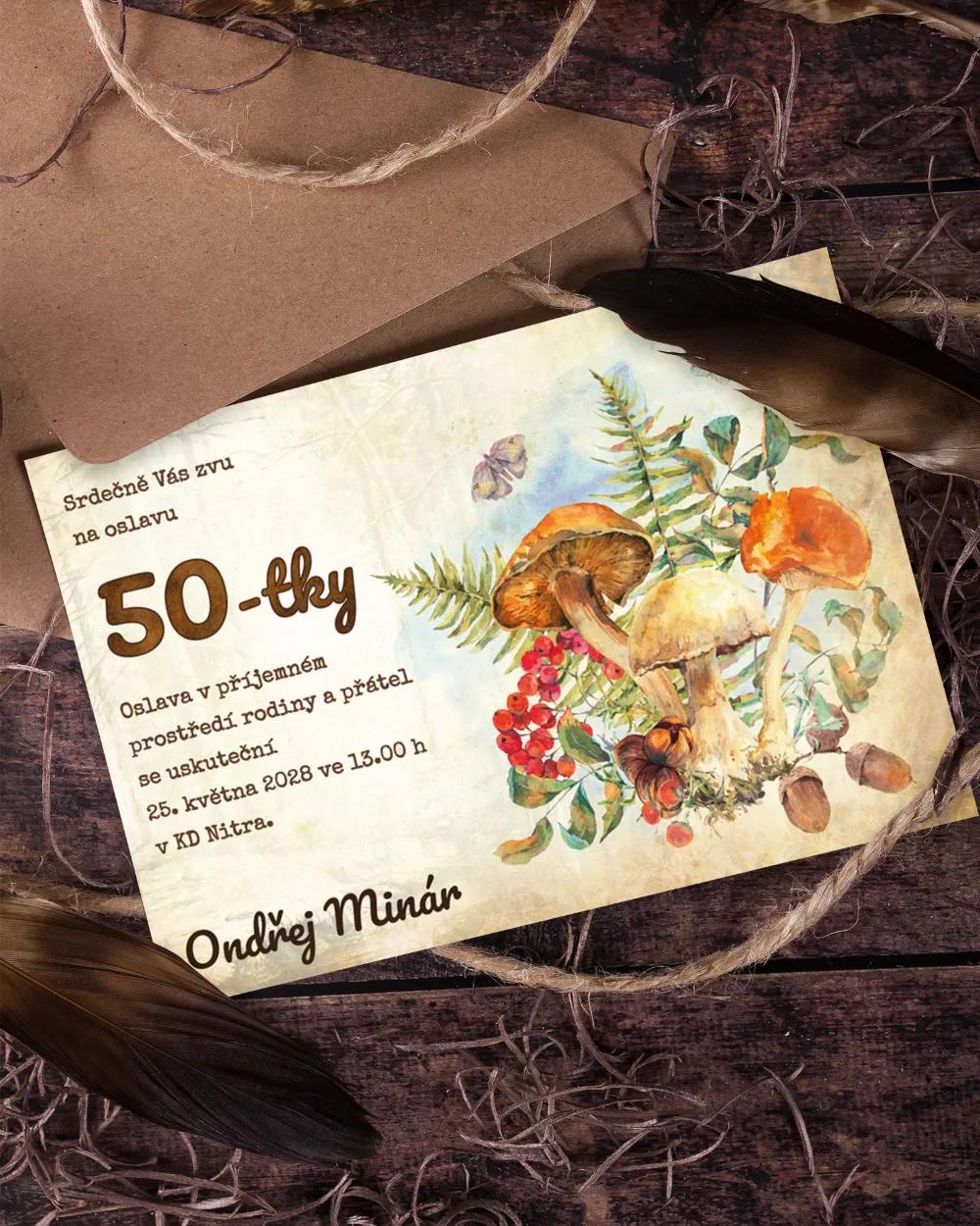 Pozvánka na narozeniny - Lesní houby 1/2