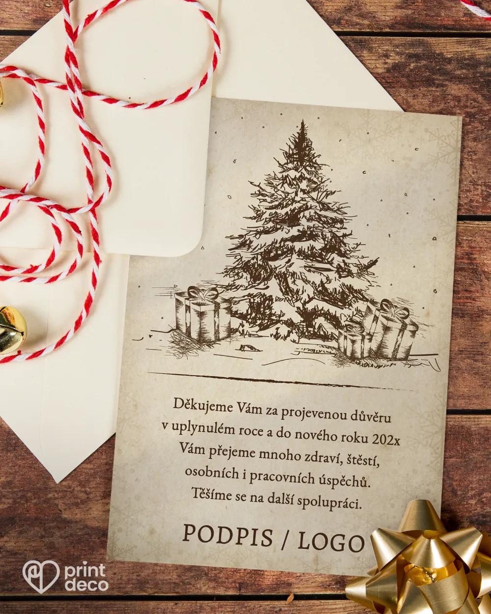 Vánoční pozdrav s vintage stromkem 1/2