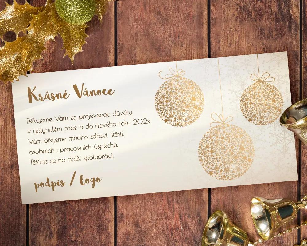 Vánoční pozdrav se zlatými koulemi 1/2