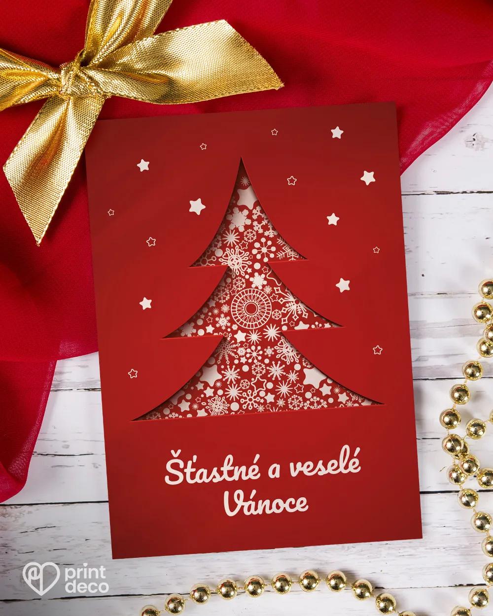 Vánoční pozdrav červený stromek 2/3