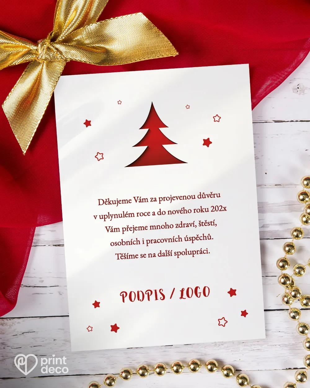 Vánoční pozdrav červený stromek 1/3