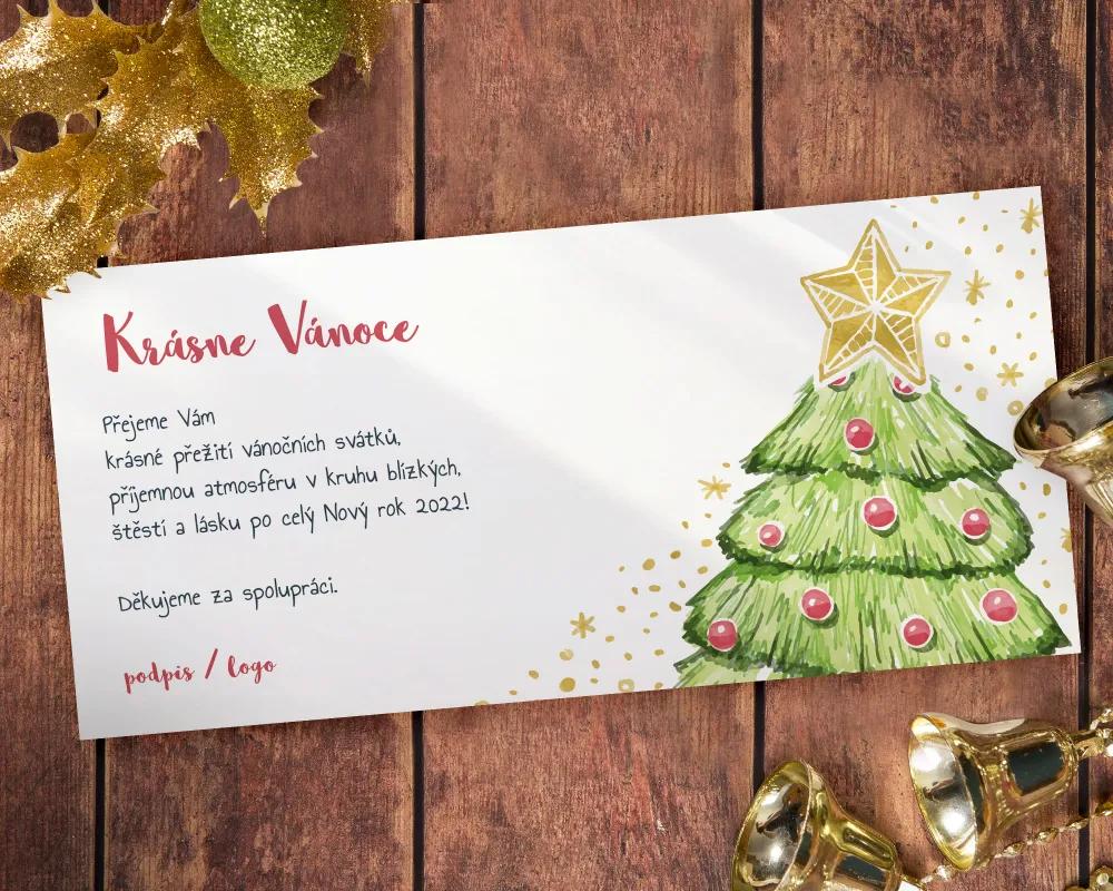 Vánoční pozdrav s malovaným stromkem 1/2