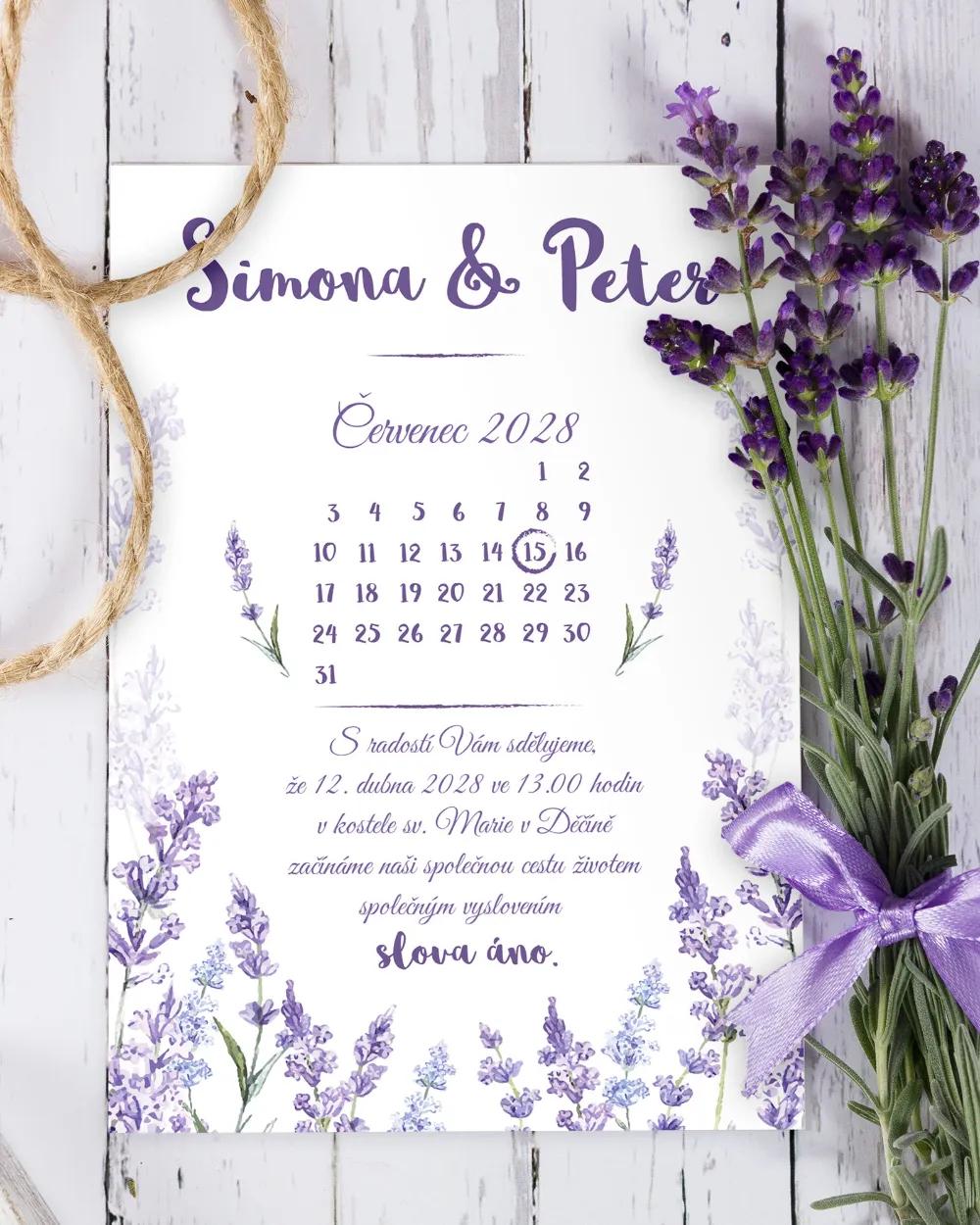 Svatební oznámení Levandule s kalendáříkem 4/7