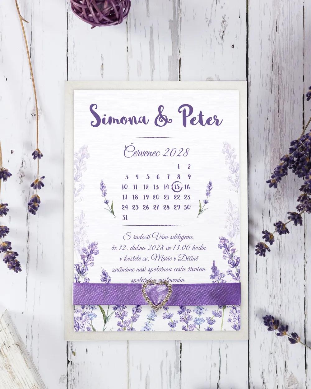 Svatební oznámení Levandule s kalendáříkem 2/7