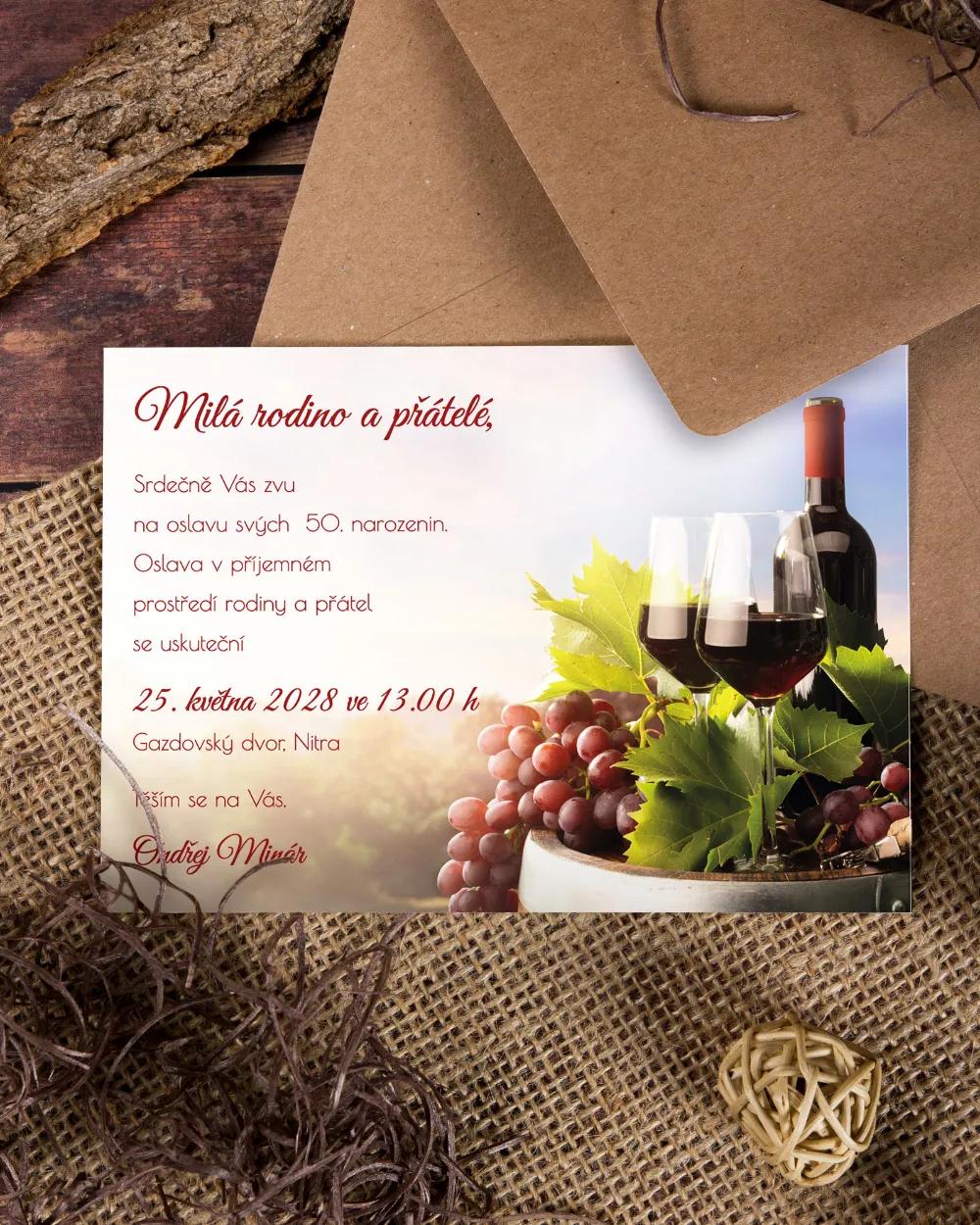 Pozvánka na narozeniny - Hrozny s vínem 2/4