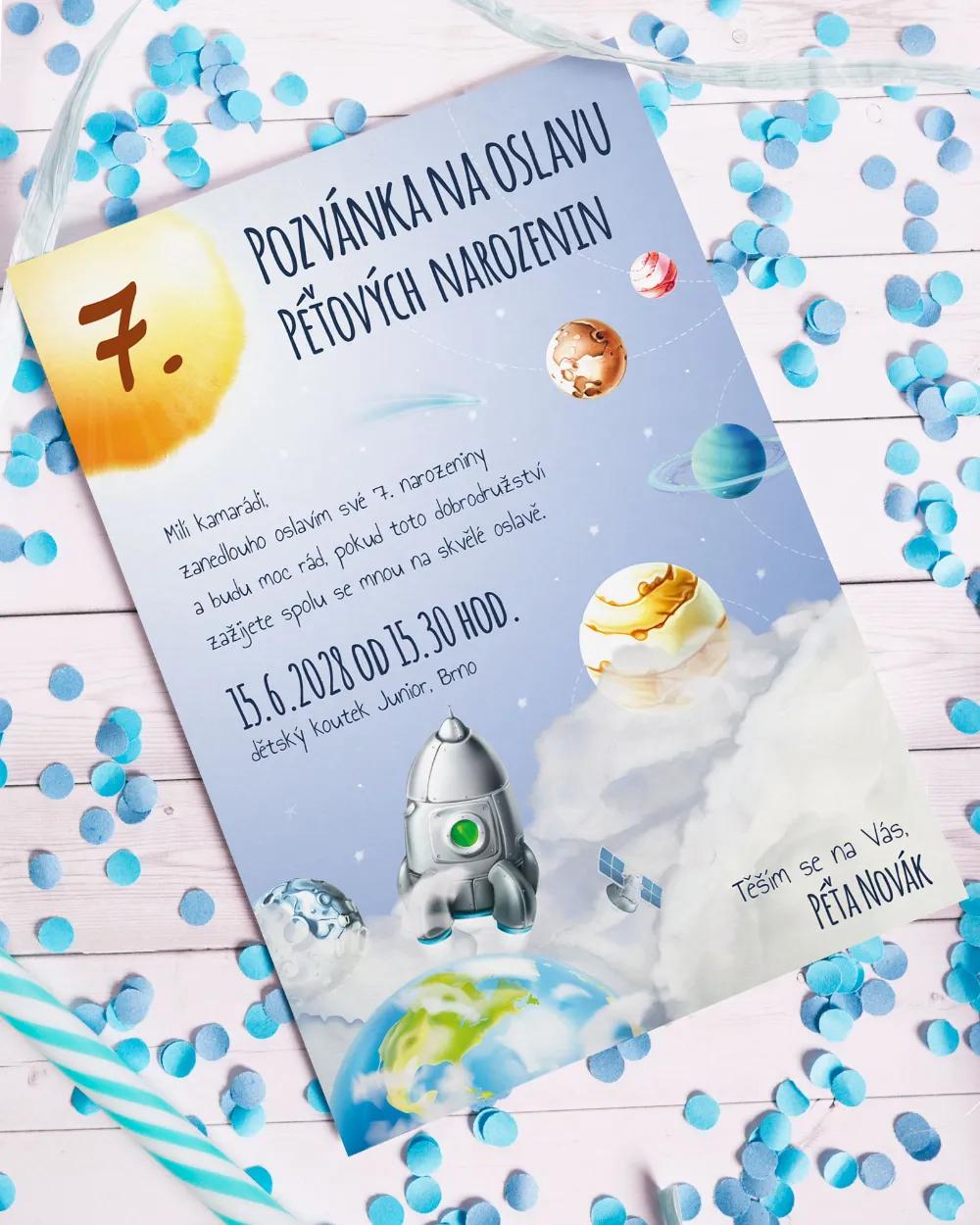 Pozvánka na dětskou oslavu – Vesmír 2/3