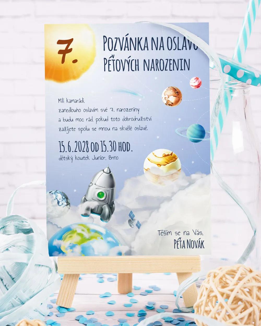Pozvánka na dětskou oslavu – Vesmír 1/3