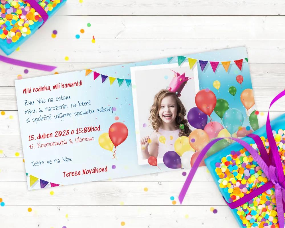 Pozvánka na dětskou oslavu – Balónky 1/2
