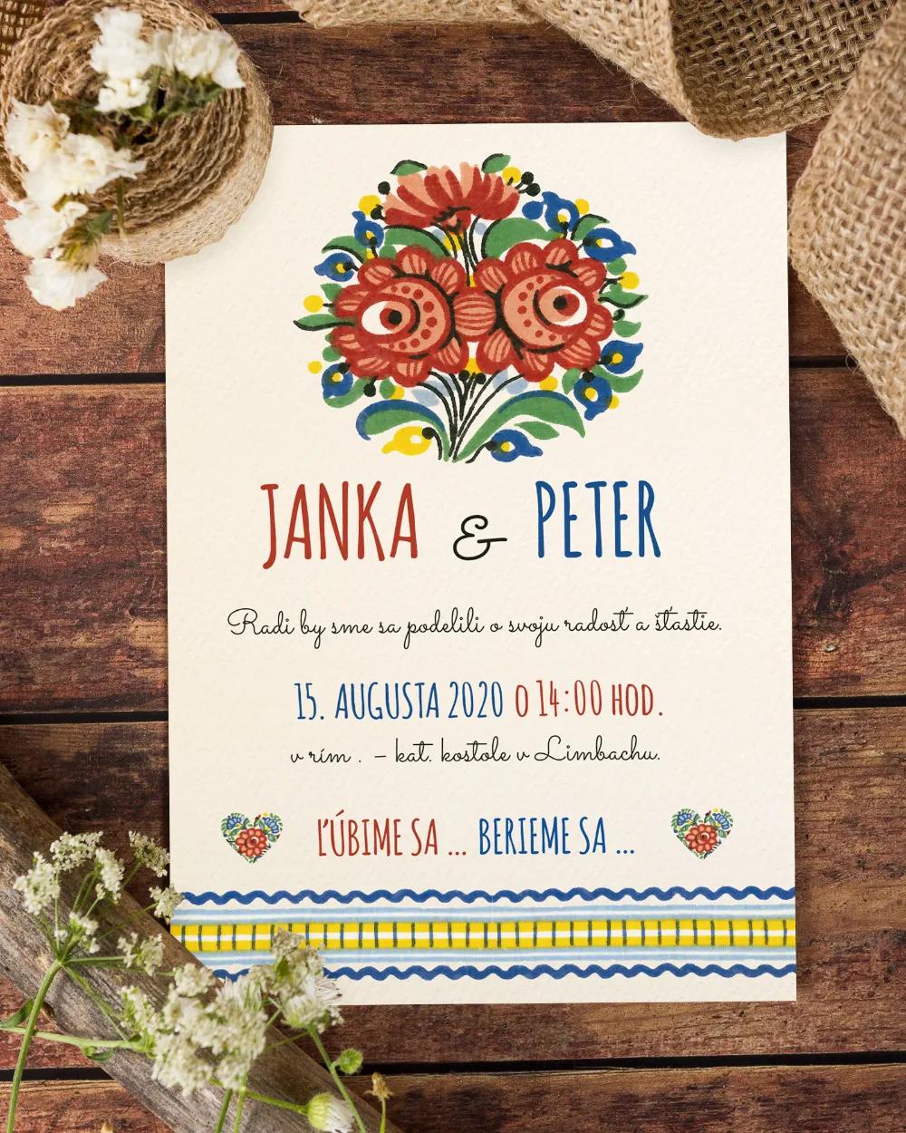 Svatební oznámení s lidovým motivem IV 3/4