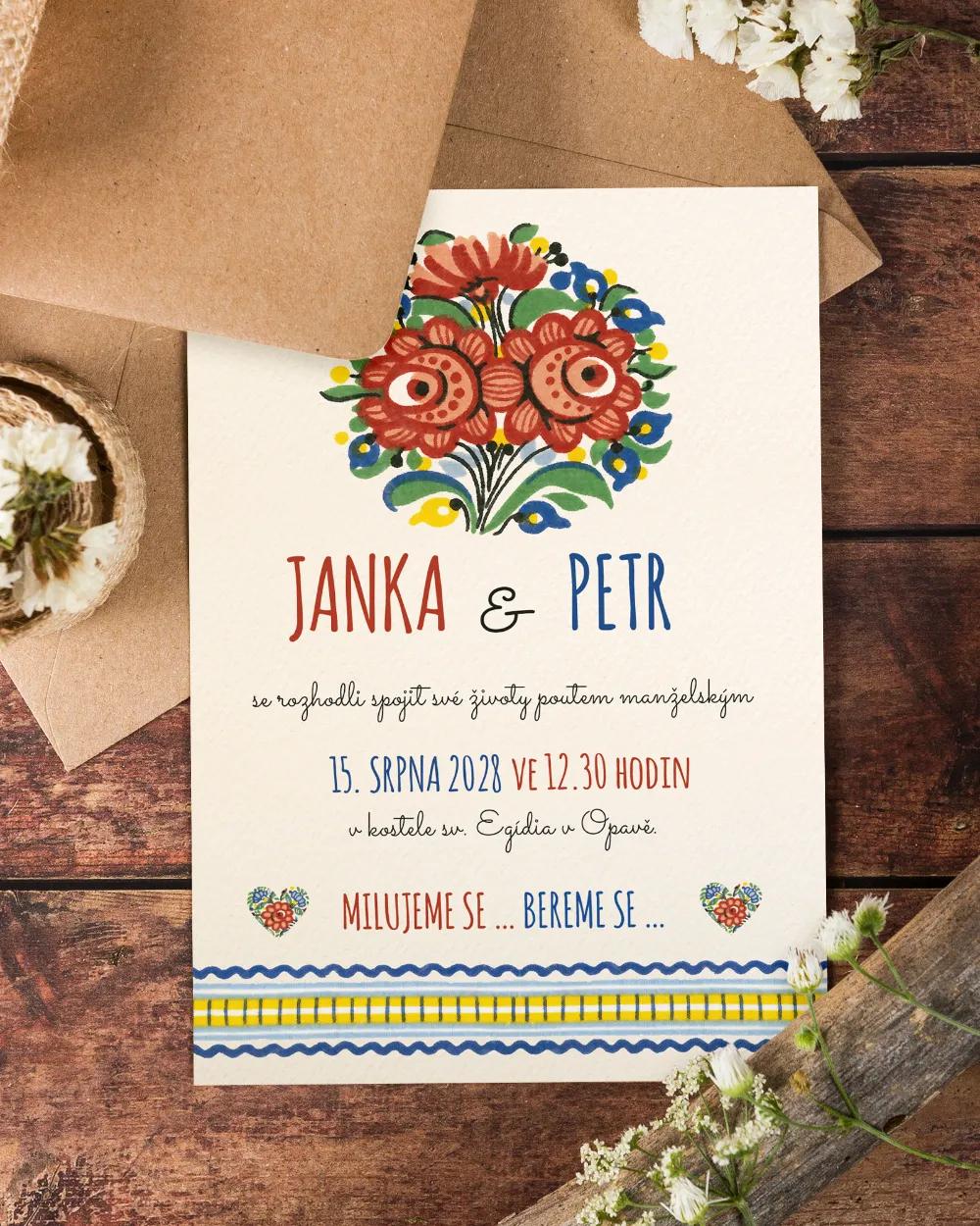 Svatební oznámení s lidovým motivem IV 2/4