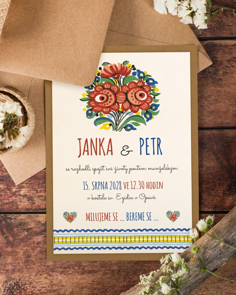 Svatební oznámení s lidovým motivem IV 1/4