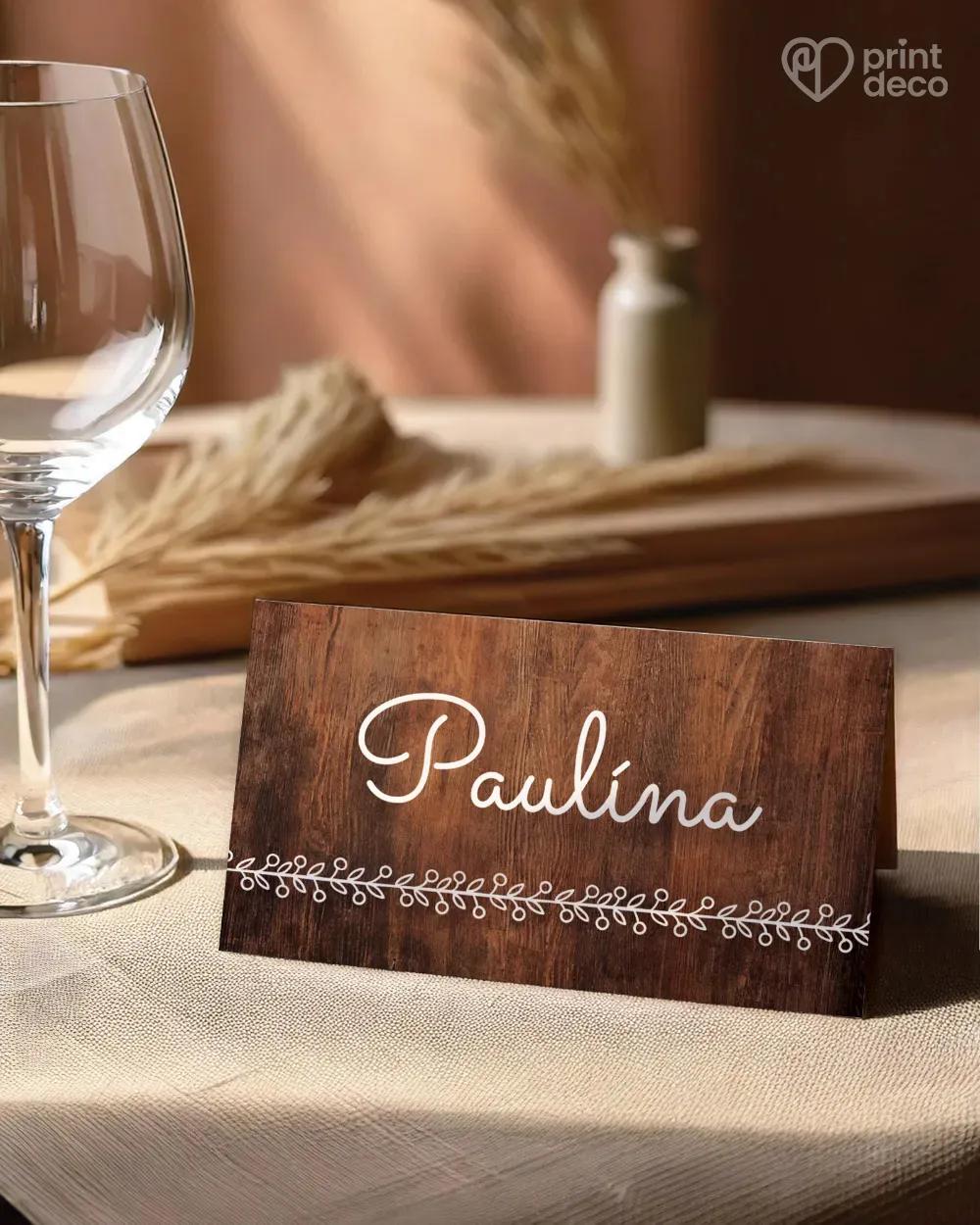 Svatební jmenovky – Něžné chvíle tmavé dřevo 0/1