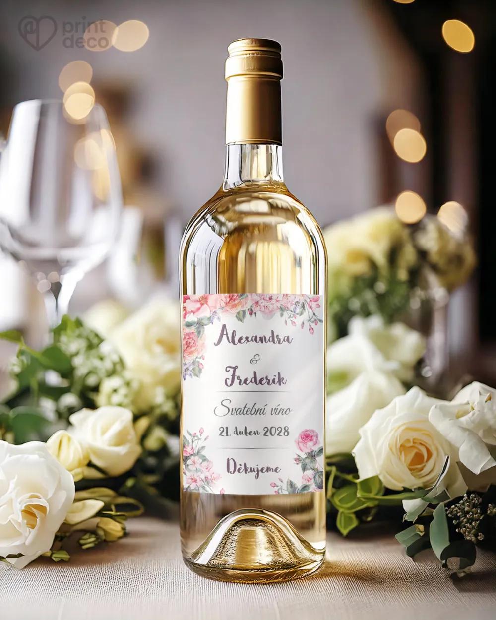 Svatební etikety s růžemi a vintage prvky 1/2