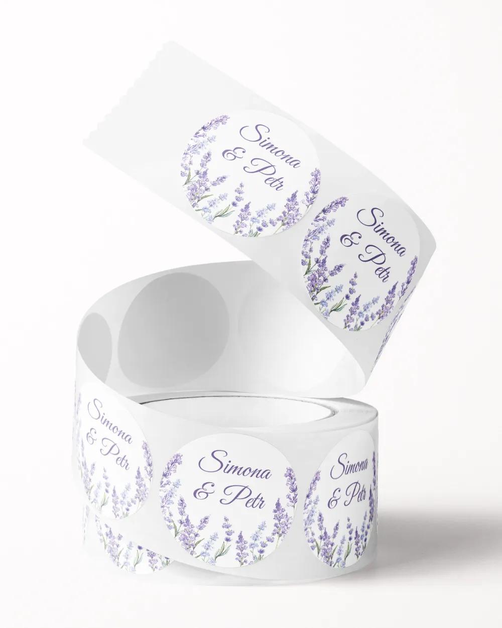 Svatební mini nálepky na obálky a dárky Levandule 2/3