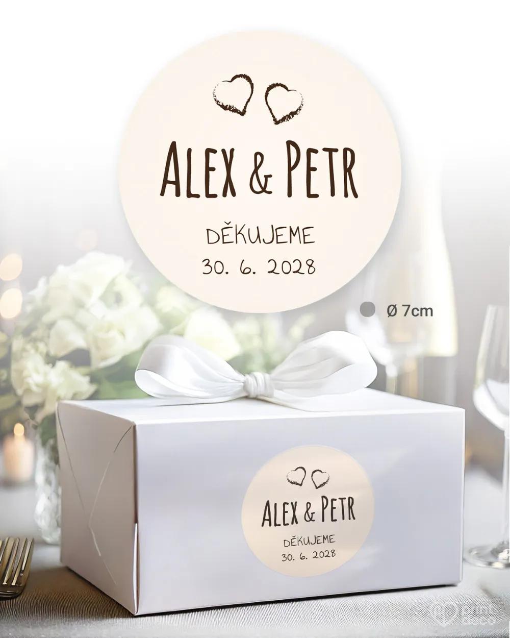 Svatební samolepky na výslužky ve vintage stylu 1/4