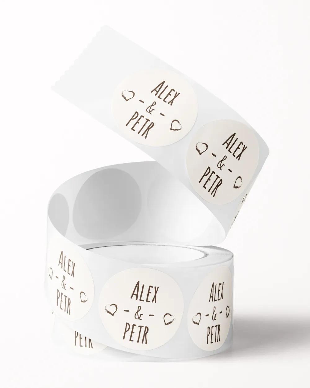 Svatební mini nálepky na obálky a dárky s motivem Dřevo (světlé) 2/3