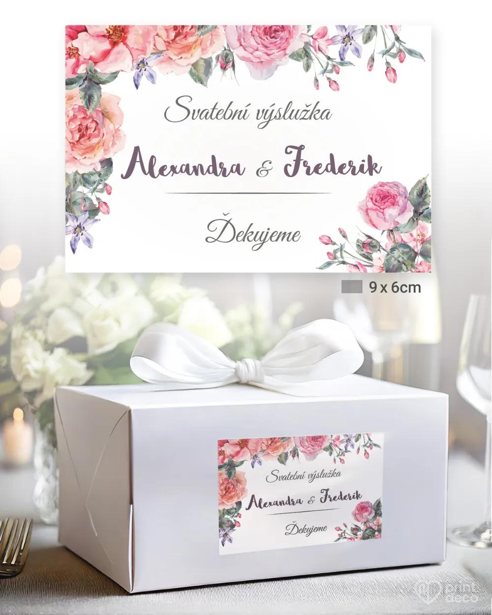 Svatební samolepky na výslužky s růžemi a vintage prvky 2/3