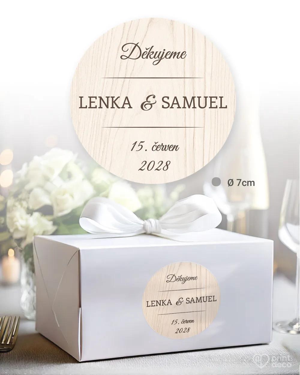 Svatební samolepky na výslužky s motivem Dřevo (světlé) 1/3
