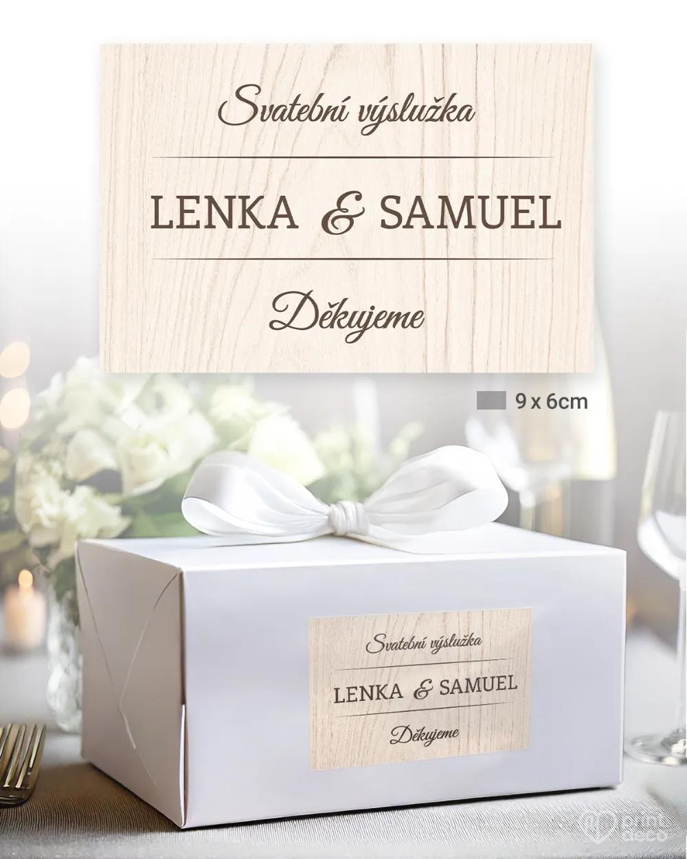 Svatební samolepky na výslužky s motivem Dřevo (světlé) 2/3